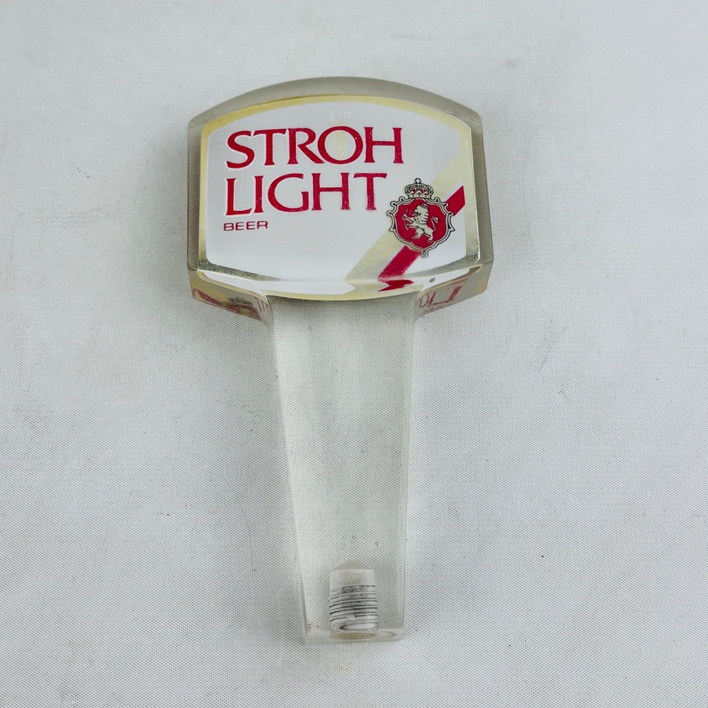 Vintage Stroh Light Beer‎ Tap Handle 5.5" Clear Acrylic Lucite Bar Pub Keg Decor